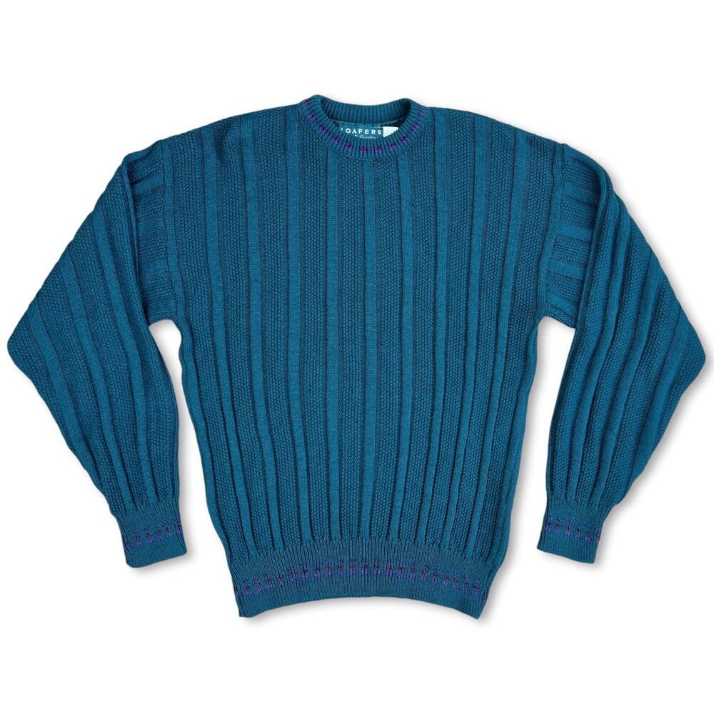 Vintage 90s Crewneck Ribbed Knit Sweater | Loafers | Size XL